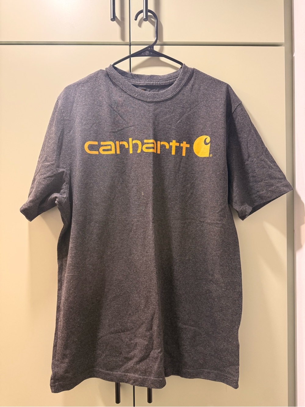 Carhartt Charcoal Short-Sleeve Tee with Yellow Logo